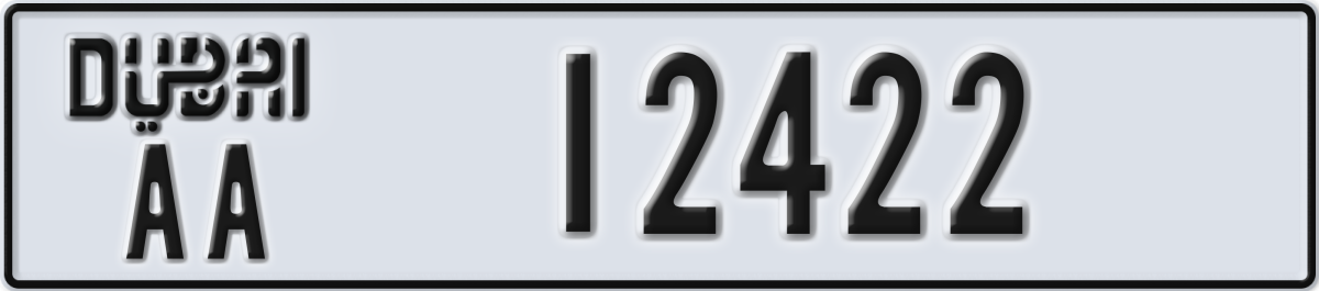 dubai License Plate Number 12422 Code AA