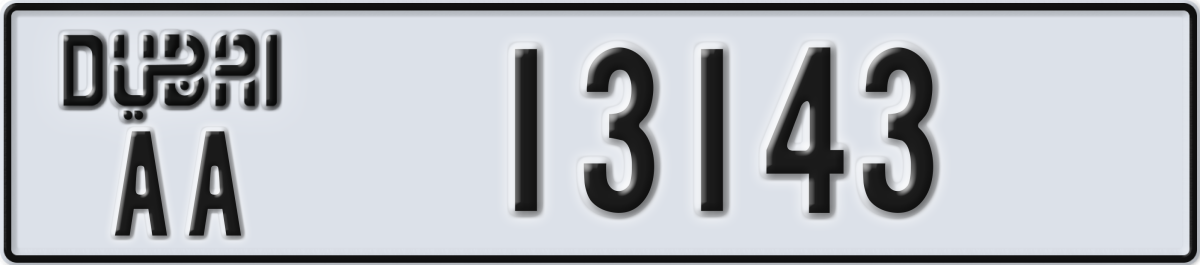 dubai License Plate Number 13143 Code AA