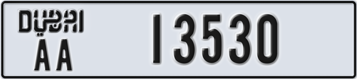 dubai License Plate Number 13530 Code AA