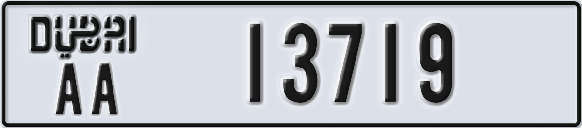 dubai License Plate Number 13719 Code AA