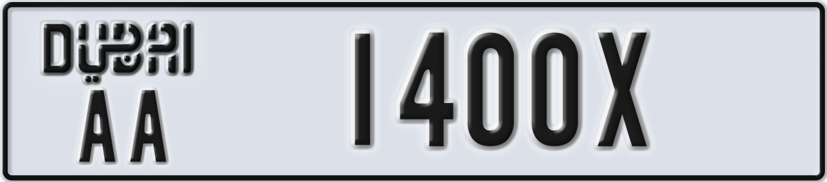 dubai License Plate Number 1400X Code AA