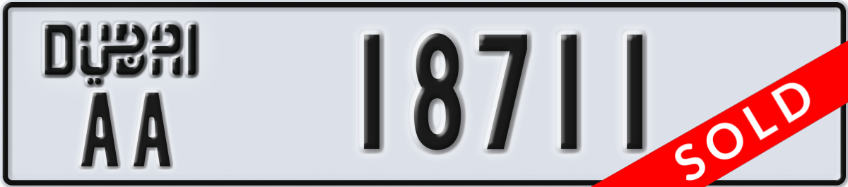 dubai License Plate Number 18711 Code AA