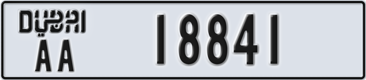 dubai License Plate Number 18841 Code AA
