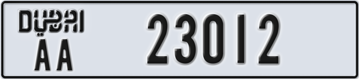 dubai License Plate Number 23012 Code AA