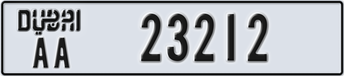 dubai License Plate Number 23212 Code AA