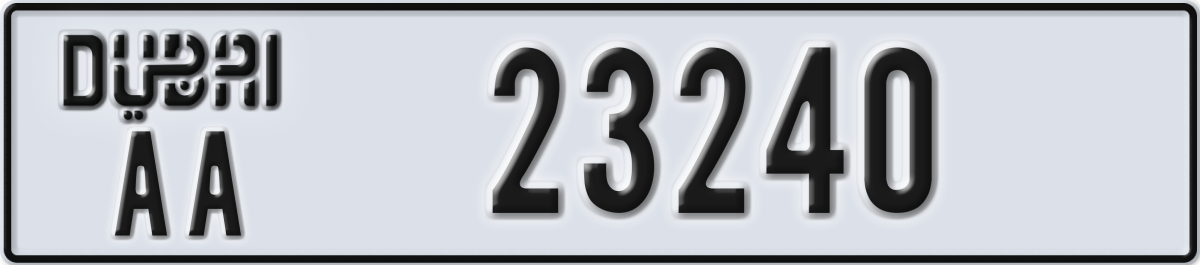 dubai License Plate Number 23240 Code AA