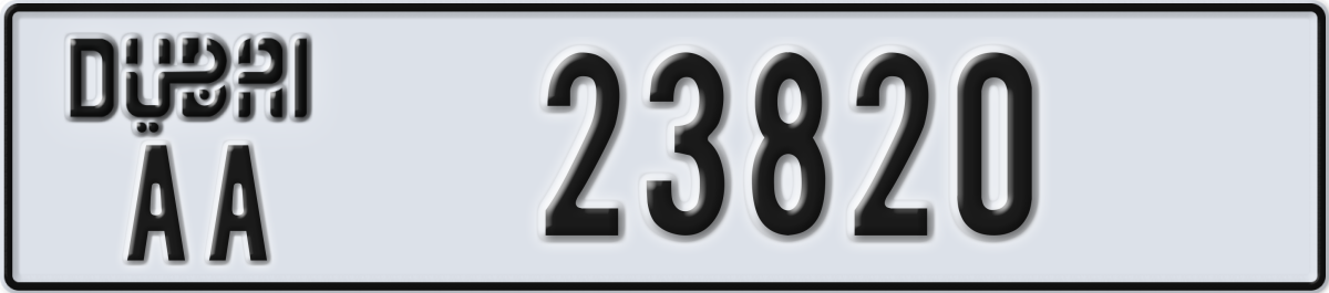 dubai License Plate Number 23820 Code AA