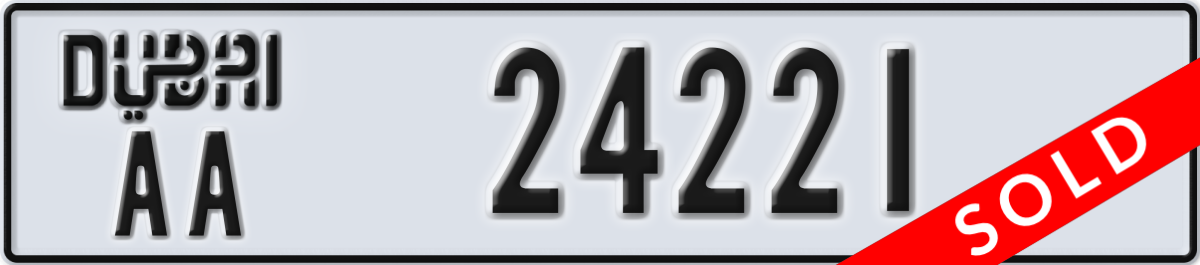 dubai License Plate Number 24221 Code AA