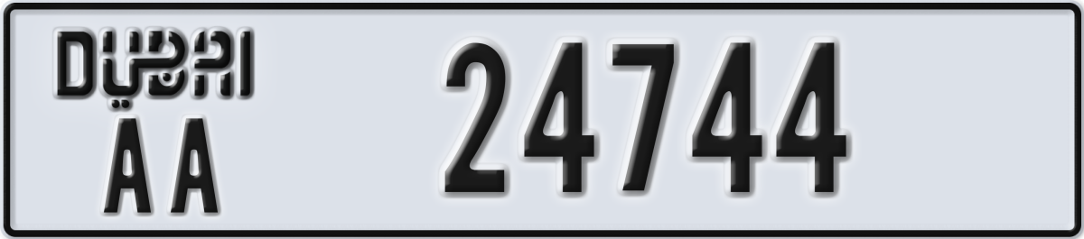 dubai License Plate Number 24744 Code AA