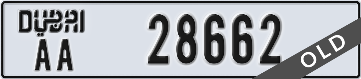 dubai License Plate Number 28662 Code AA