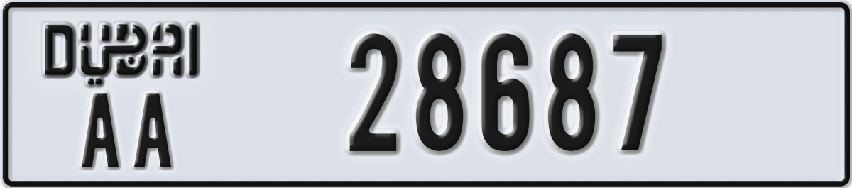 dubai License Plate Number 28687 Code AA