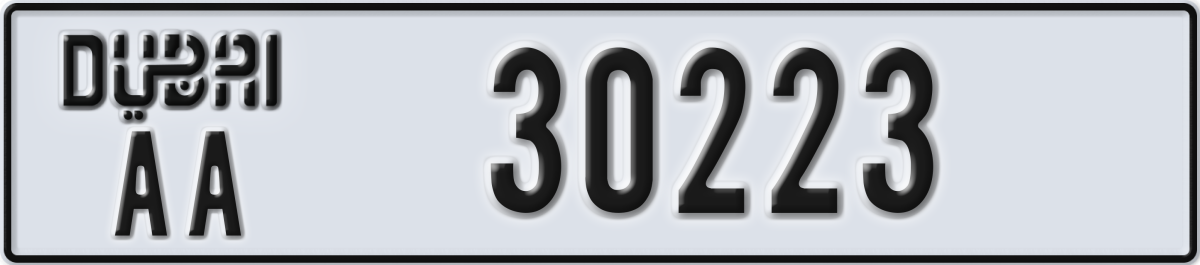 dubai License Plate Number 30223 Code AA