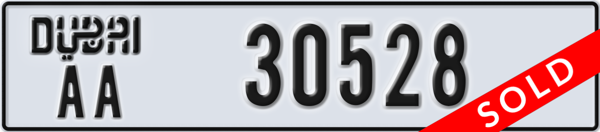 dubai License Plate Number 30528 Code AA