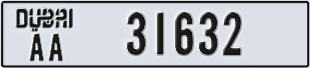 dubai License Plate Number 31632 Code AA