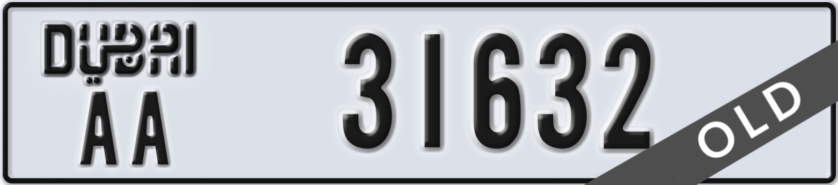 dubai License Plate Number 31632 Code AA