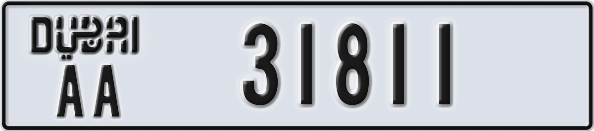 dubai License Plate Number 31811 Code AA