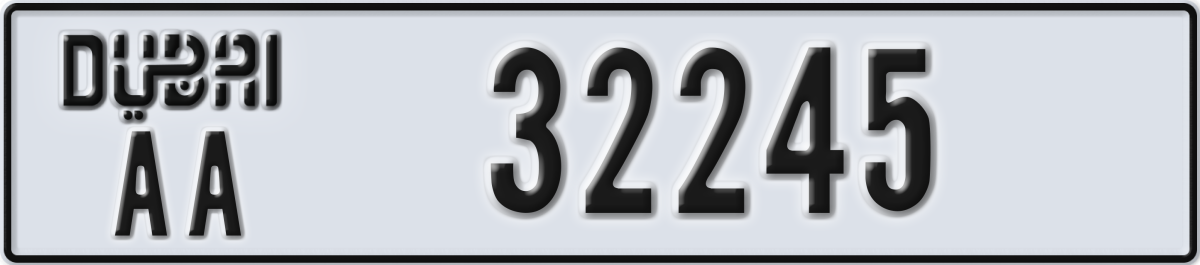 dubai License Plate Number 32245 Code AA
