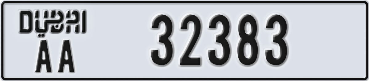 dubai License Plate Number 32383 Code AA
