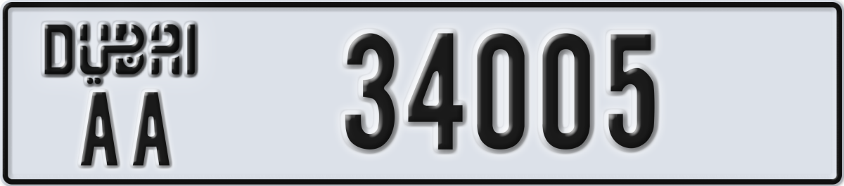 dubai License Plate Number 34005 Code AA