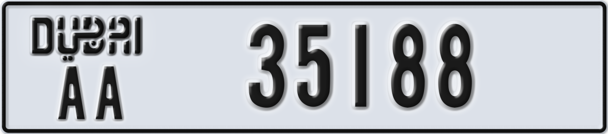 dubai License Plate Number 35188 Code AA