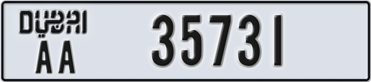 dubai License Plate Number 35731 Code AA