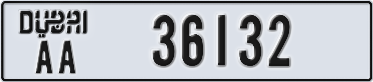 dubai License Plate Number 36132 Code AA