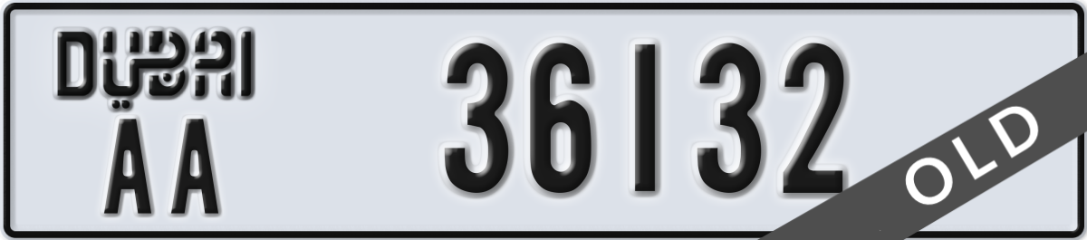 dubai License Plate Number 36132 Code AA
