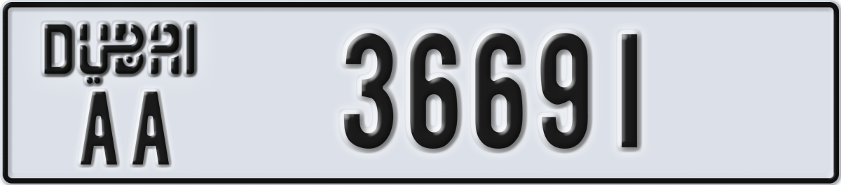 dubai License Plate Number 36691 Code AA