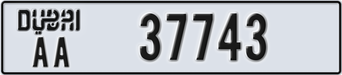dubai License Plate Number 37743 Code AA