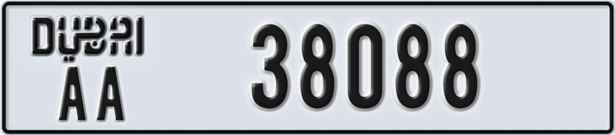 dubai License Plate Number 38088 Code AA
