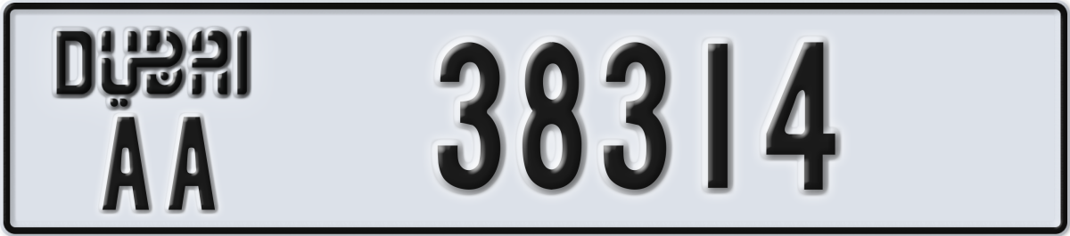 dubai License Plate Number 38314 Code AA
