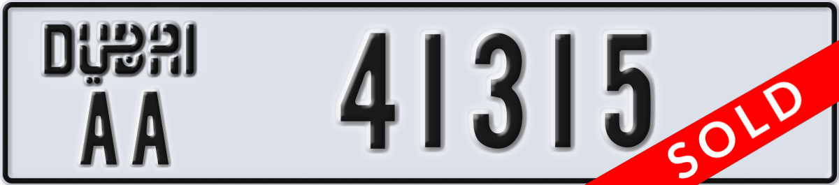dubai License Plate Number 41315 Code AA