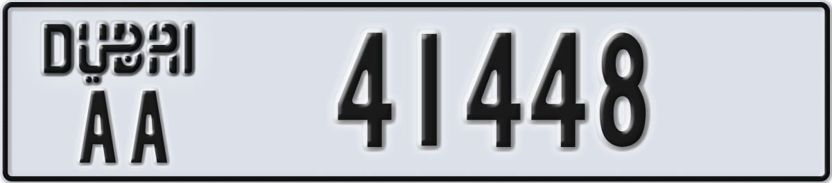 dubai License Plate Number 41448 Code AA