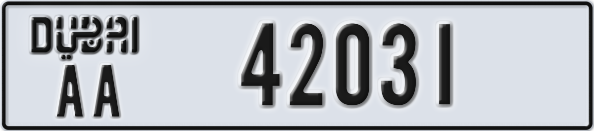 dubai License Plate Number 42031 Code AA