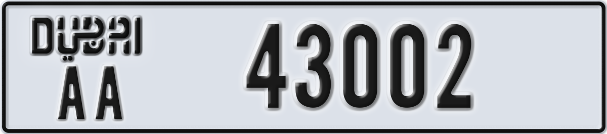 dubai License Plate Number 43002 Code AA