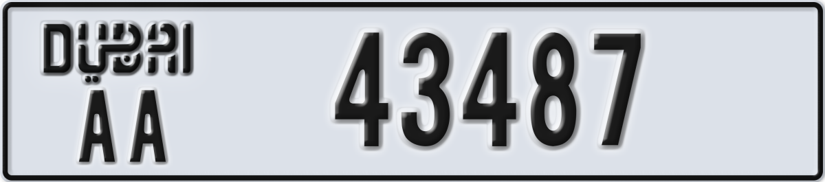dubai License Plate Number 43487 Code AA