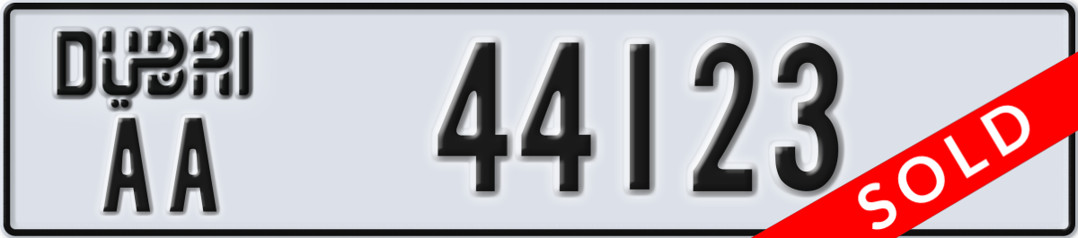 dubai License Plate Number 44123 Code AA