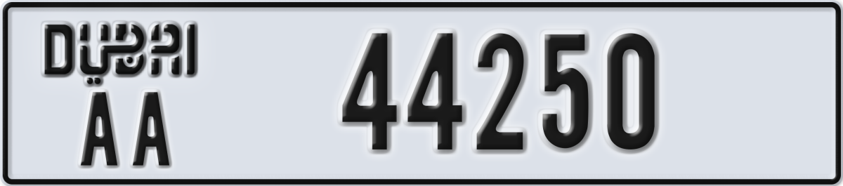 dubai License Plate Number 44250 Code AA