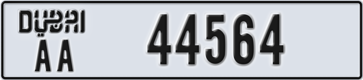 dubai License Plate Number 44564 Code AA