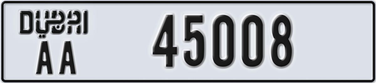 dubai License Plate Number 45008 Code AA