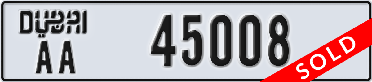 dubai License Plate Number 45008 Code AA