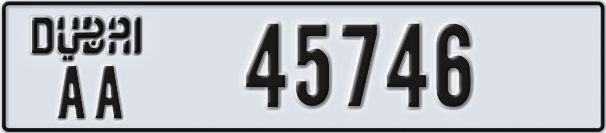 dubai License Plate Number 45746 Code AA