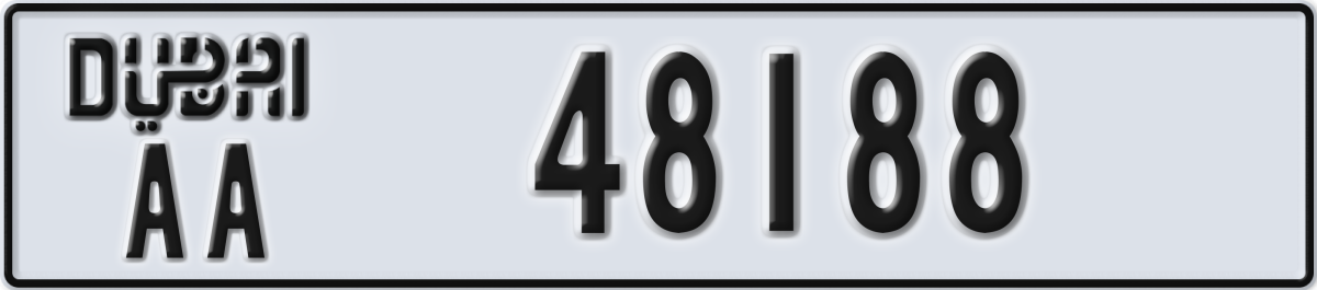 dubai License Plate Number 48188 Code AA
