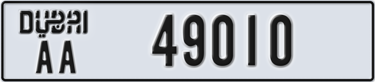 dubai License Plate Number 49010 Code AA