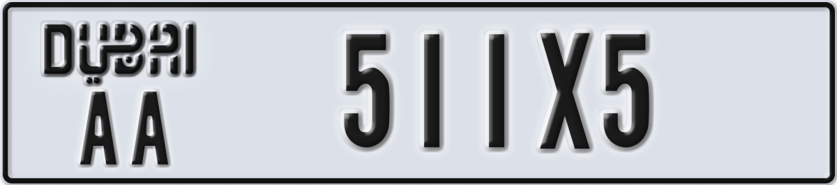 dubai License Plate Number 511X5 Code AA