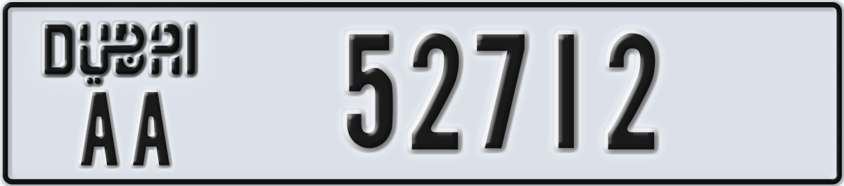 dubai License Plate Number 52712 Code AA