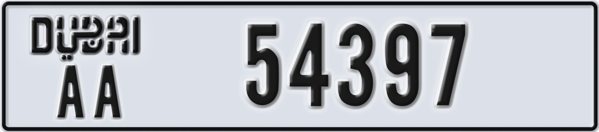 dubai License Plate Number 54397 Code AA