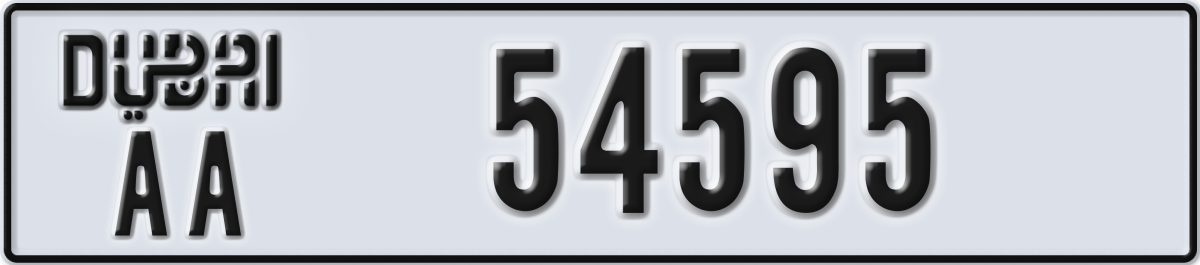 dubai License Plate Number 54595 Code AA