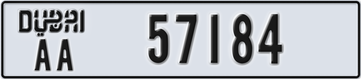 dubai License Plate Number 57184 Code AA