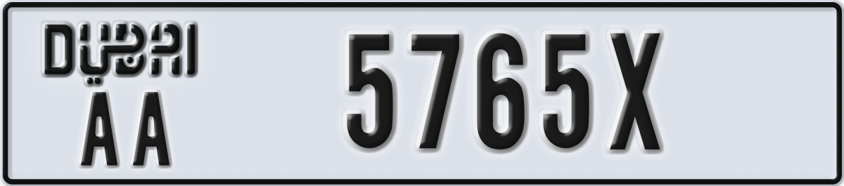 dubai License Plate Number 5765X Code AA